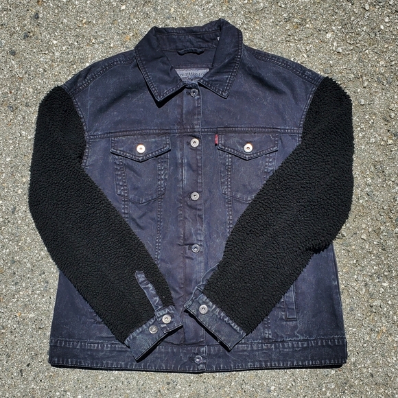 Levi's Acid Washed Sherpa Sleeve Trucker Jacket